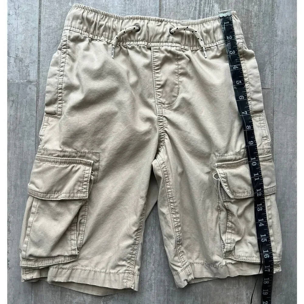 GAP Kids Boys Drawstring Elastic Cargo Shorts Beige Shorts Khaki M Regular 8-9